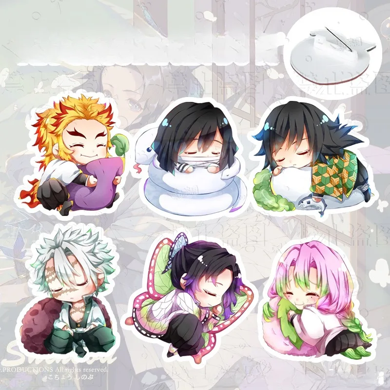 Tanjirou Nezuko Zenitsu Inosuke Shinobu Kyoujurou Cartoon Q Version of Anime Surrounding Sleeping Acrylic Brooch Decoration