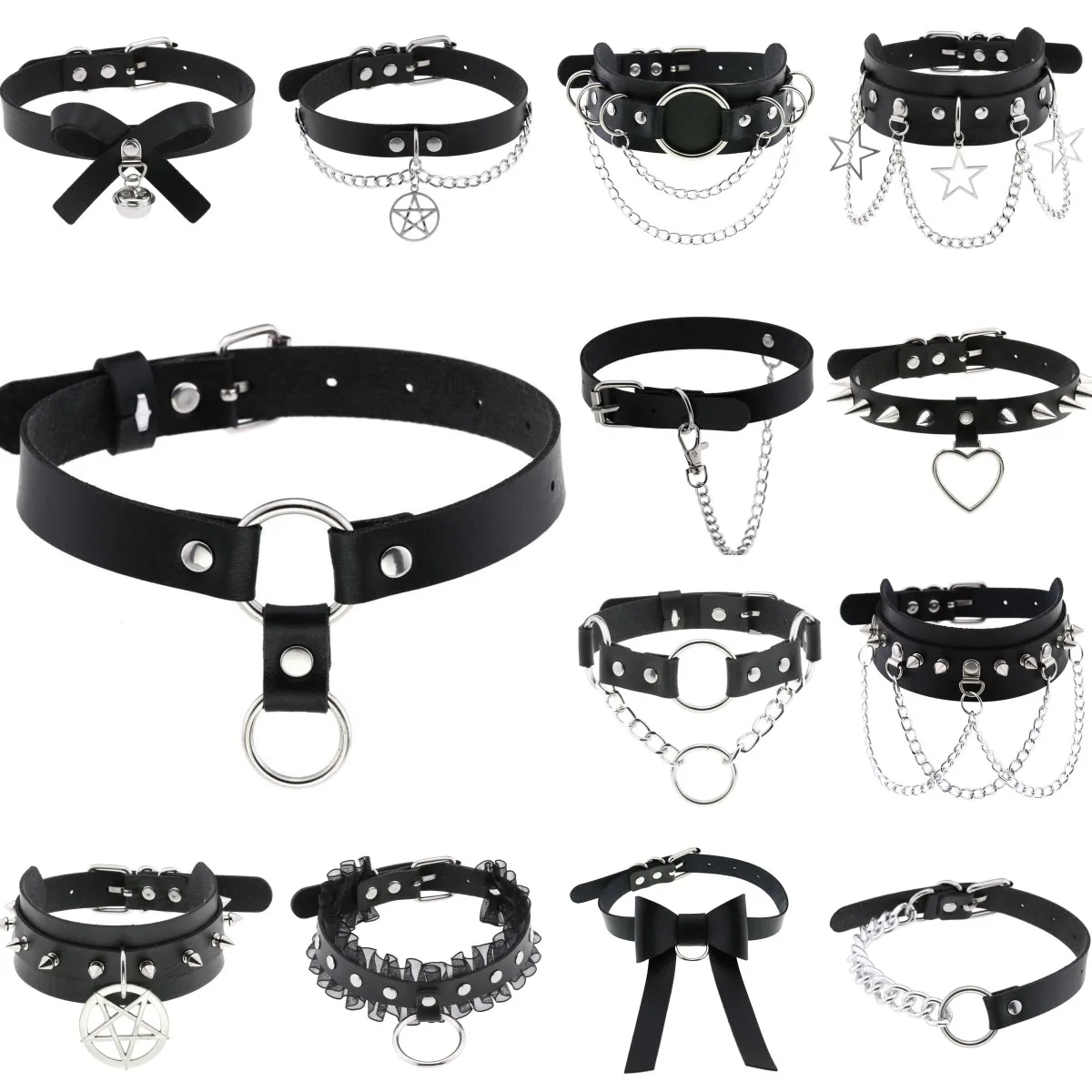 DIEZI Personalized Men Black PU Leather Choker Necklace Gothic Collar Necklace Torques For Women Boho Vintage Party Jewelry