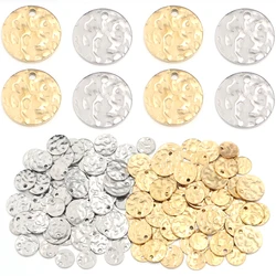 10pcs Stainless Steel Hammered Charms Round Embossing Texture Charm for DIY Necklace Pendant Earrings Jewelry Making Accessories