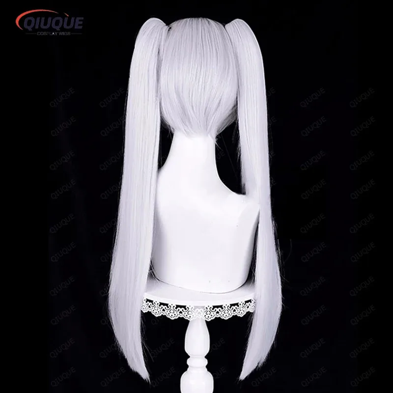 2025 yiyi Anime At The Funeral Frieren Cosplay Wig Rambut Sintetis Tahan Panas Model Kuncir Kuda Panjang Warna Putih Perak + Wig