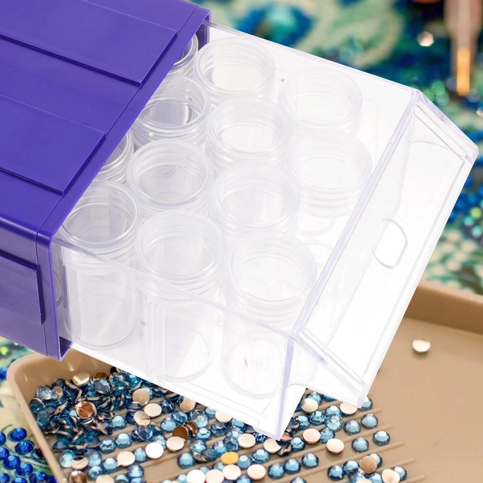 

Storage Box ABS Drawer Style Rhinestones ganizer Jewelry Beads Container Art Craft Storage Box