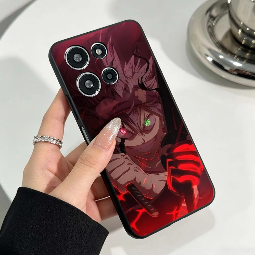 Anime B-Black Clover A-Asta Phone Case For Motorola Moto G86 G75 G72 G56 G42 G41 G35 G31 G15 Edge 70 60 50 Black Soft Cover view 5