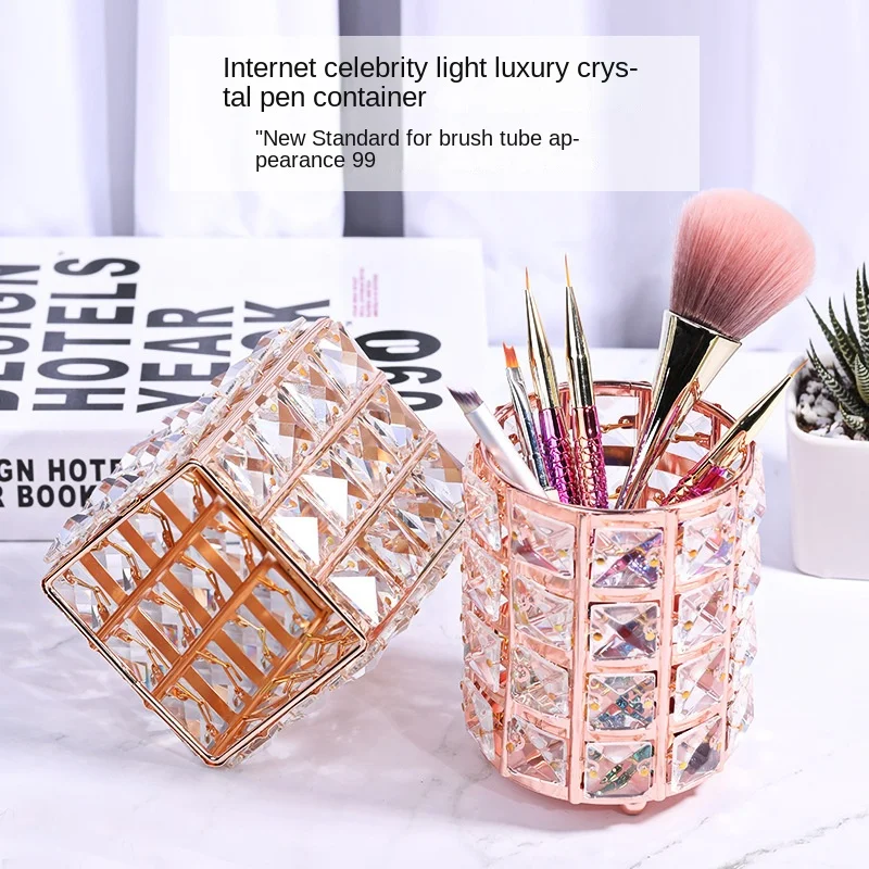 

Metal Europe Makeup Brush Storage Tube Eyebrow Pencil Makeup Bead Crystal Jewelry Storage Box Makeup Brush Holder Organizer