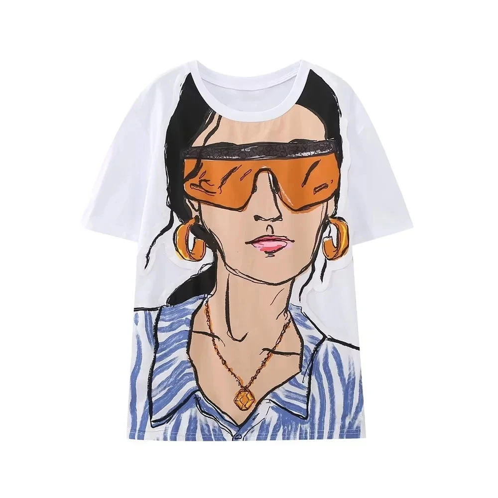 Sivatu Traf Women T Shirt Short Sleeve Tee Y2k Tops Summer New Oversized Print Graphic T Shirts Harajuku Punk Streetwear Hot