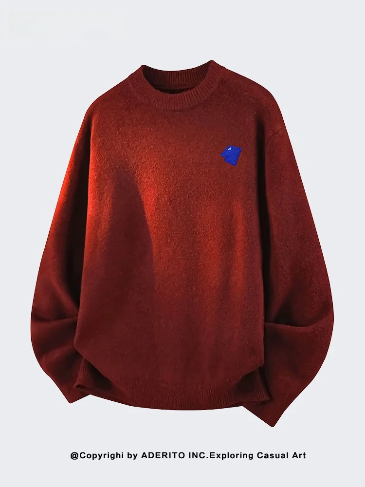 

Retro American Letter Embroidery Sweater Men's Loose Lazy Sle Knitted Outerwear Women's ITO Trendy Brand Autumn Winter