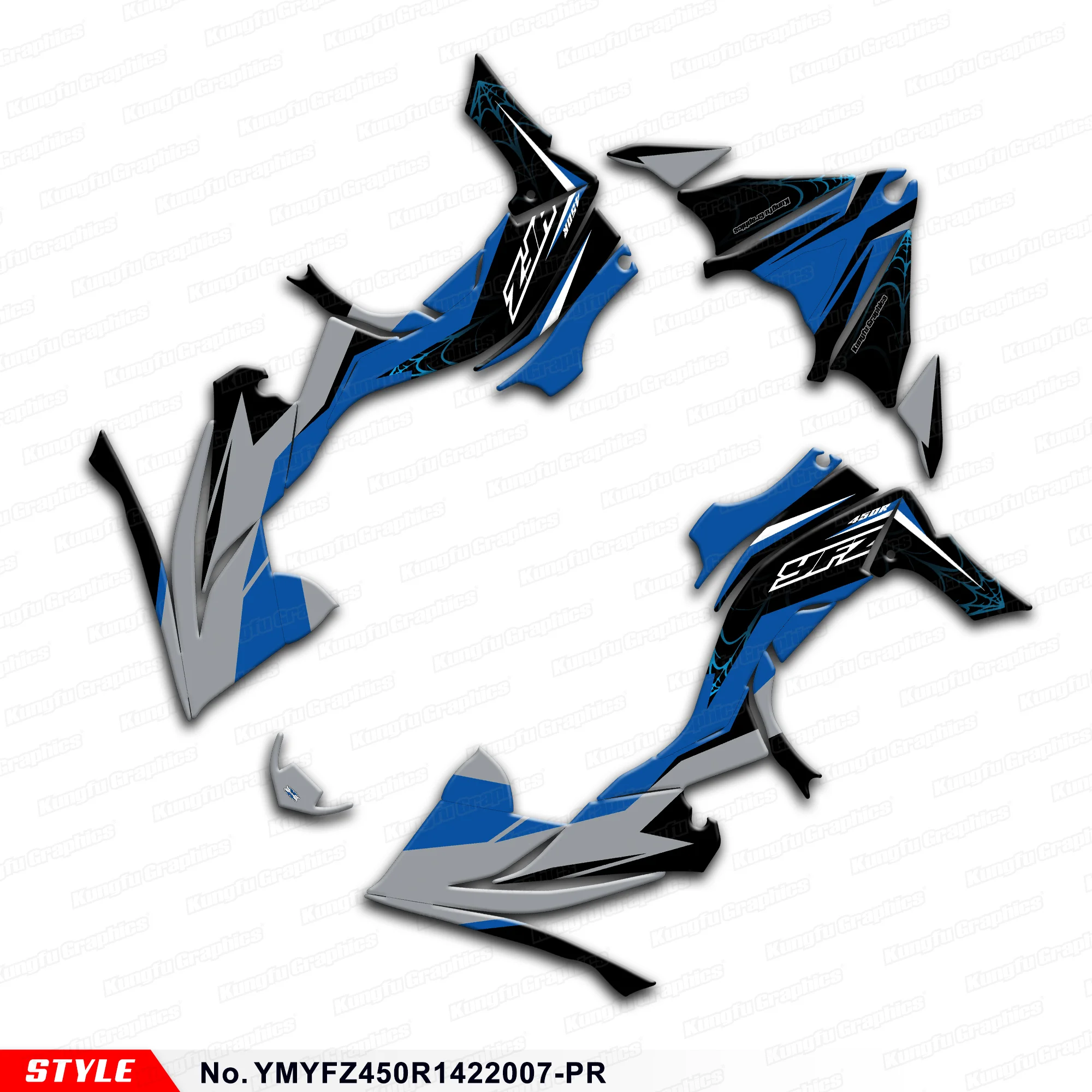 JY RACING Graphics Decal Kit Vinyl Wrap for YAMAHA YFZ450R YFZ 450R 14 15 16 17 18 19 20 21 22 23 2024 2025,YMYFZ450R1422007-PR