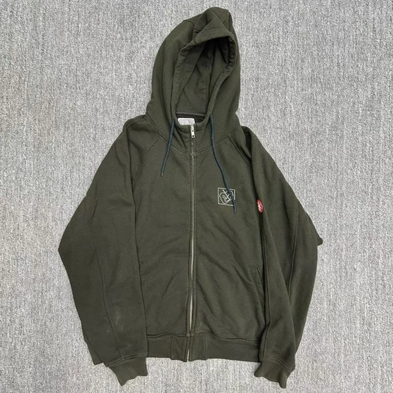 

Мужская и женская уличная толстовка CAVEMPT из плотного хлопка на молнии с вышитым логотипом, портретным и граффити-принтом, оверсайз