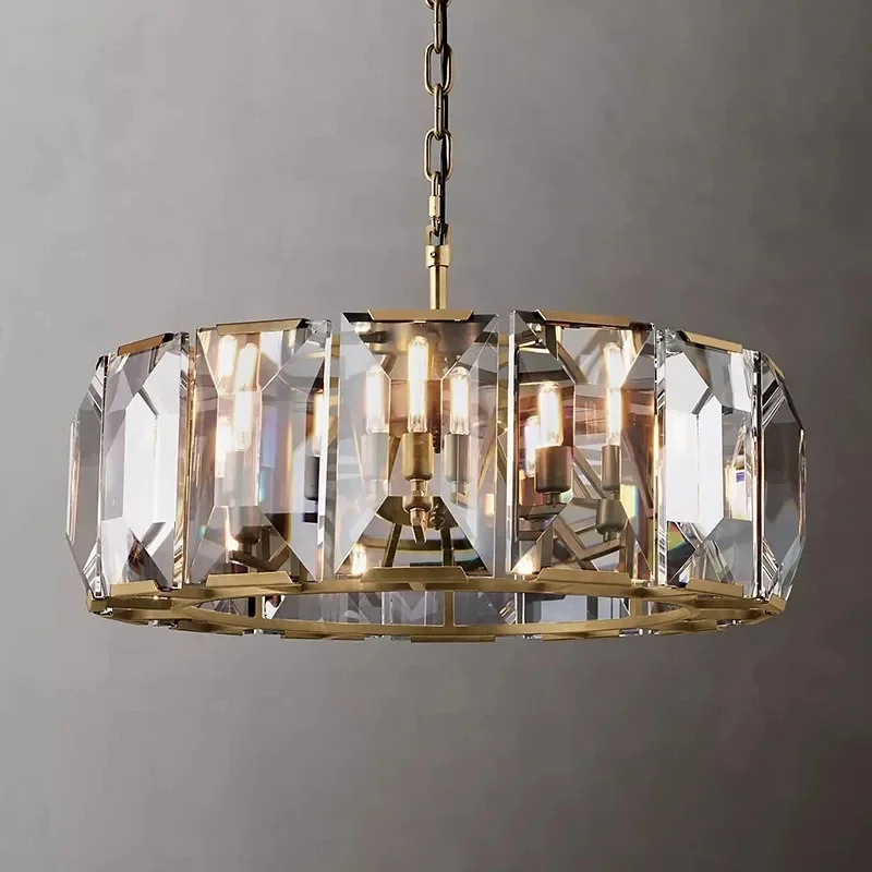 

Light luxury round clear glass LED pendant light, living room, dining room, bedroom ceiling hanging lighting decorative light.