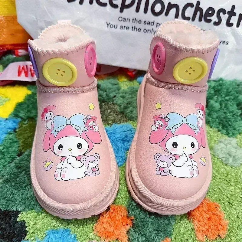 Autumn Winter Cinnamoroll Anime Kuromi Kawaii Children Snow Boots Cute Cartoon Sanrio Ins Kuromi Waterproof Cotton Boots Gifts