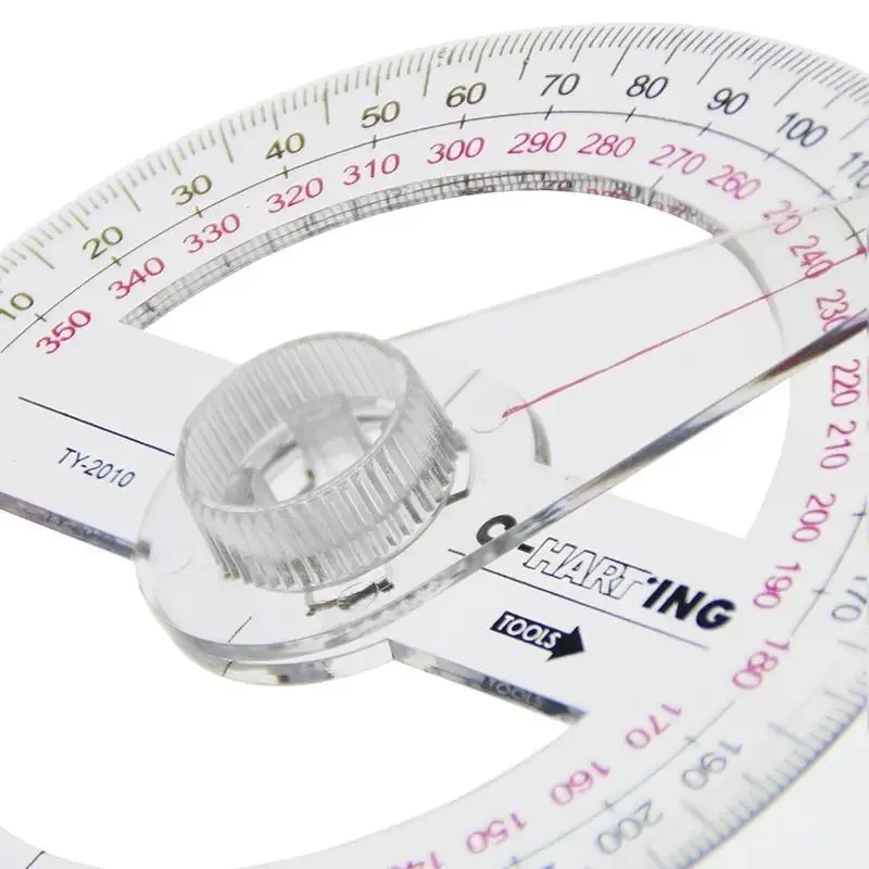 2 Pcs All Circular 10cm Plastic 360 Degree Pointer Protractor Ruler Angle Finder Swing Arm for School Office Supplies