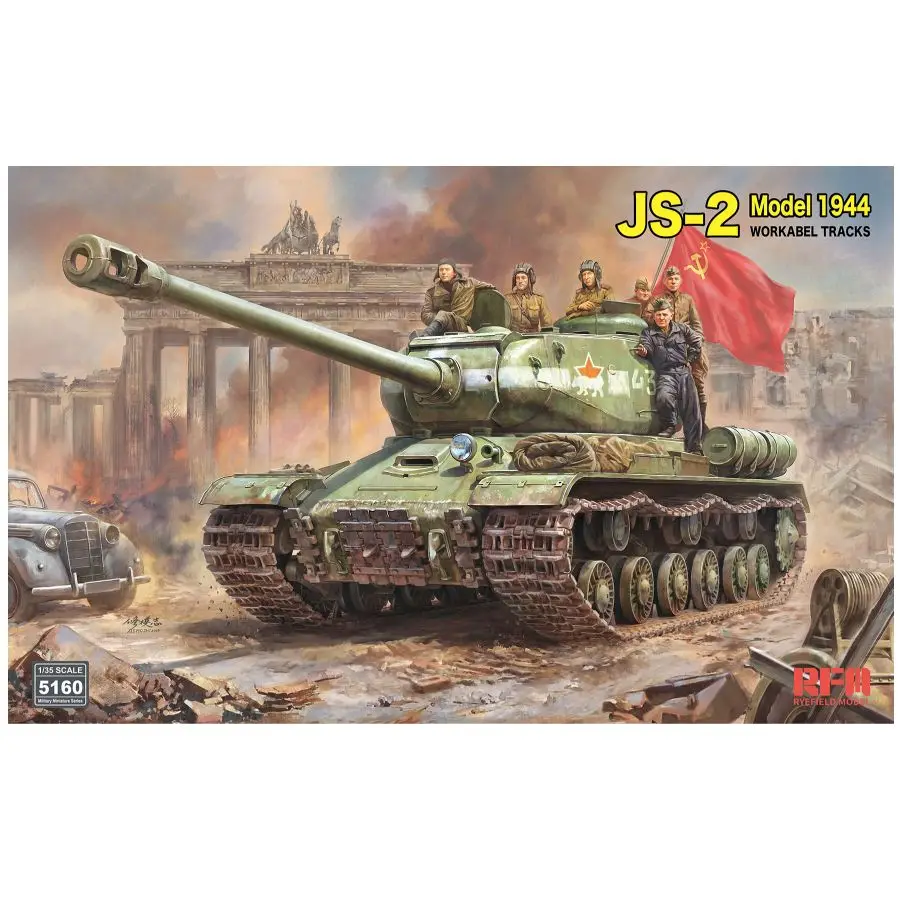 RYE FIELD 5160 1/35 Sowjetischer schwerer Panzer JS-2 Modell 1944 [funktionierbare Ketten] Militärmodellbausatz