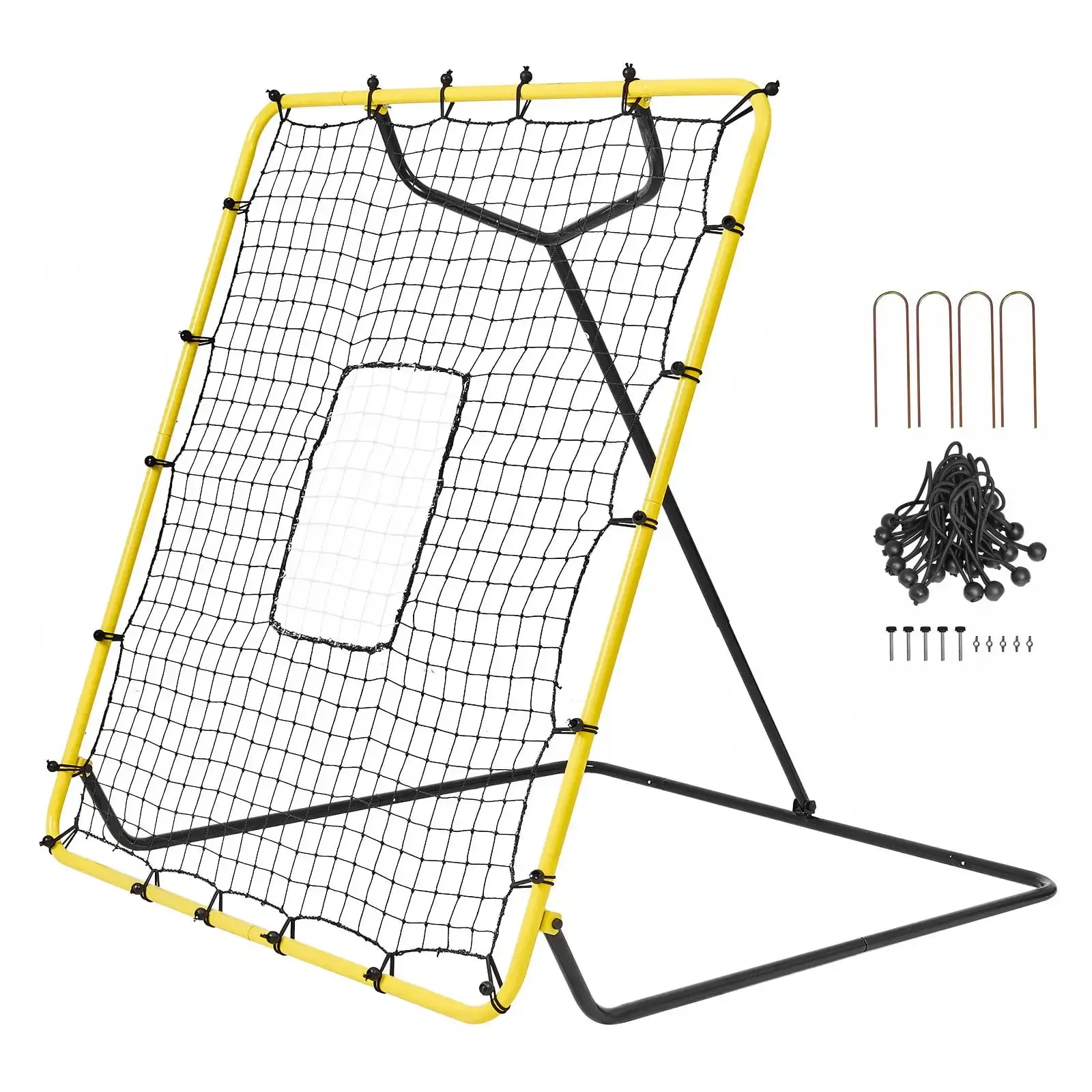Baseball and Softball Rebounder Net - 4x4.5 ft Pitchback with Adjustable Angles