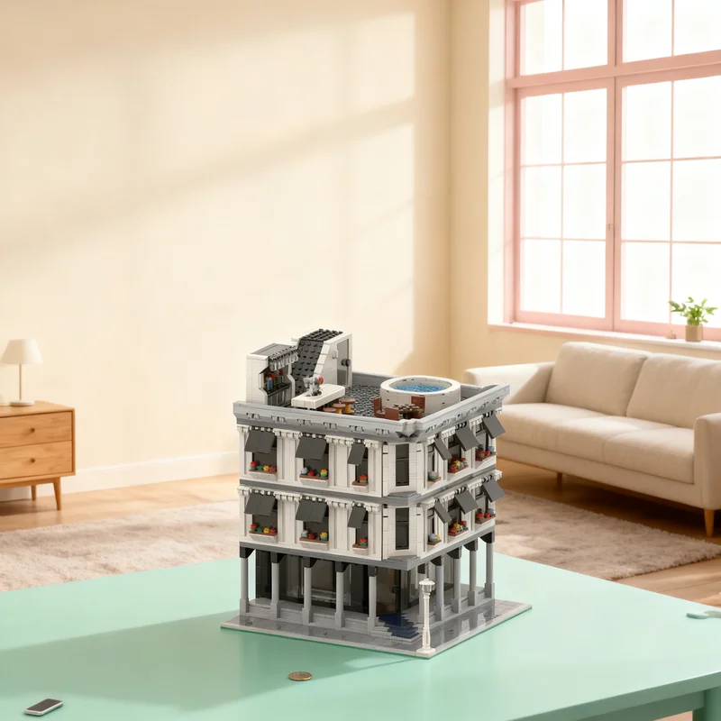 

2770 деталей MOC: Модульная модель отеля-гостиницы, строительные блоки для создания уличной сцены, креативный подарок для самостоятельной сборки, декор для демонстрации, премиум-класс для взрослых и детей