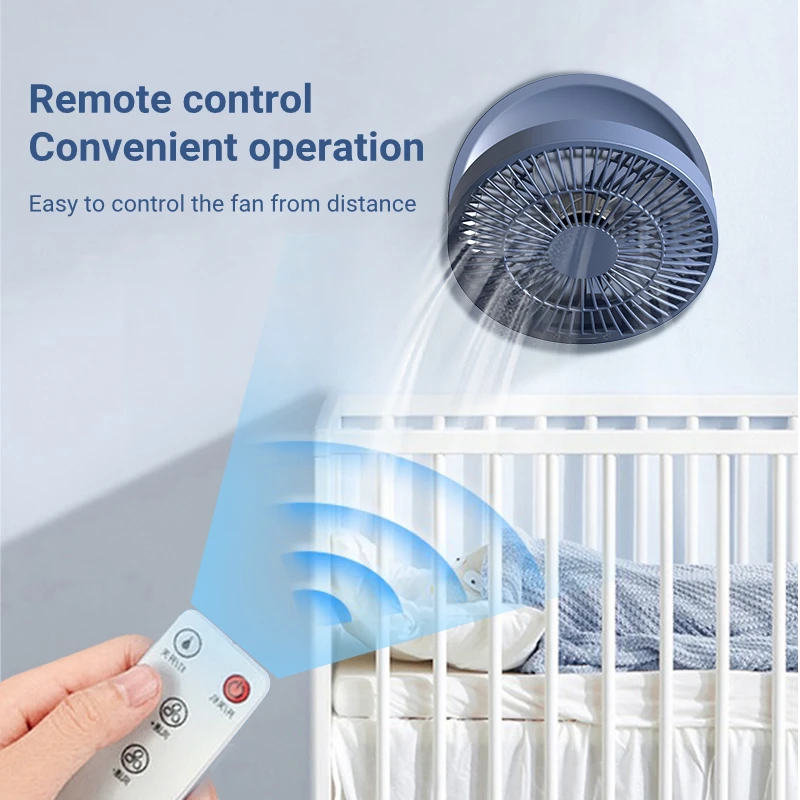 Air Conditioner Table Fan Folding 3 Gear Table Fans Wireless Wall Mounted Fan LED Light USB Rechargeable Remote 4000mAh