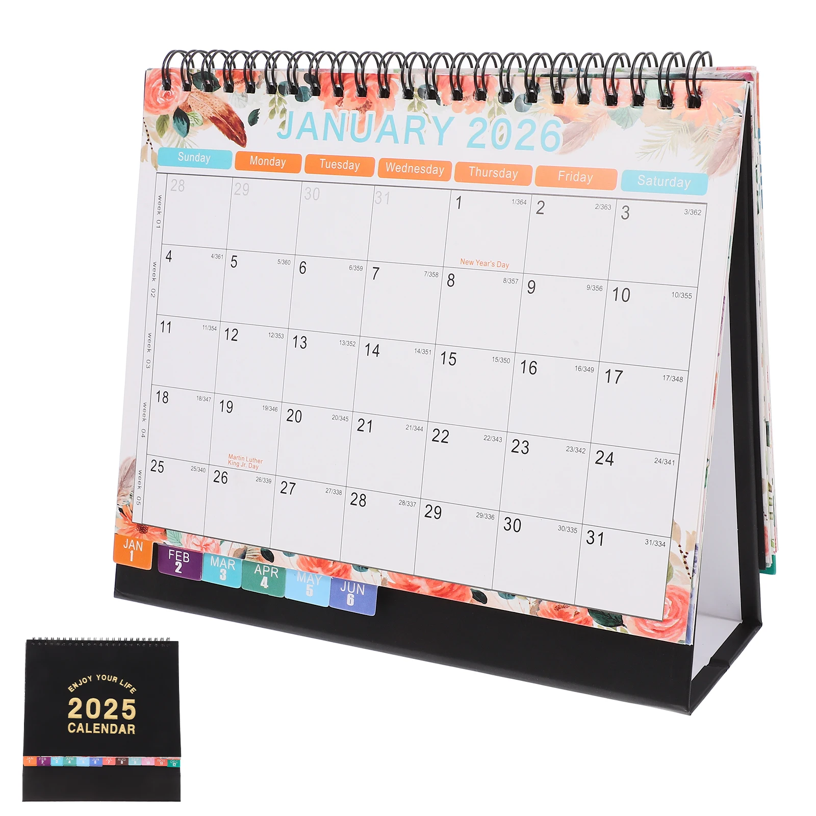 

Настольный календарь на 2025 год, небольшой настольный английский стоячий флип-спиральный ежемесячный планировщик, органайзер с ежедневным расписанием, настольные календари