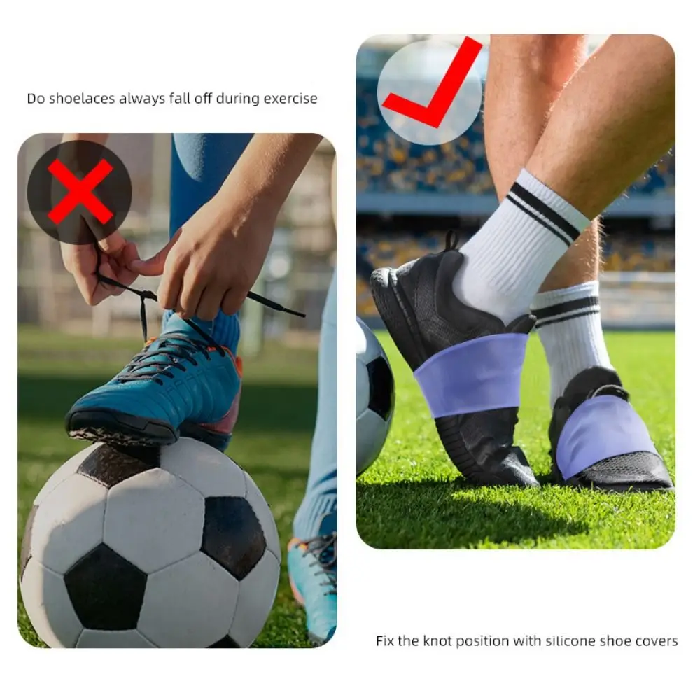 ซิลิโคนฟุตบอลลูกไม้ High Grip Design ฟุตบอล Cleat ลูกไม้ Anti-SLIP Elastic Shoelaces ครอบคลุม