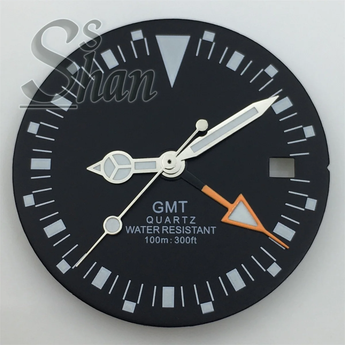 29mm 515 quartz dial paired with green luminescent RONDA 515/RONDA 515-24H GMT quartz movement black dial