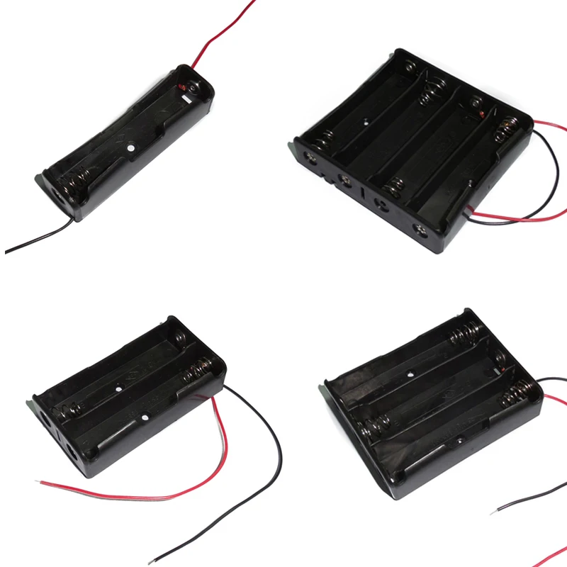 Boîte de rangement de batteries en plastique noir, conteneur avec broche de fil, clip de fixation, 1, 2, 3 ou 4 fente, 1x2x3x4x 18650, pour travaux manuels,