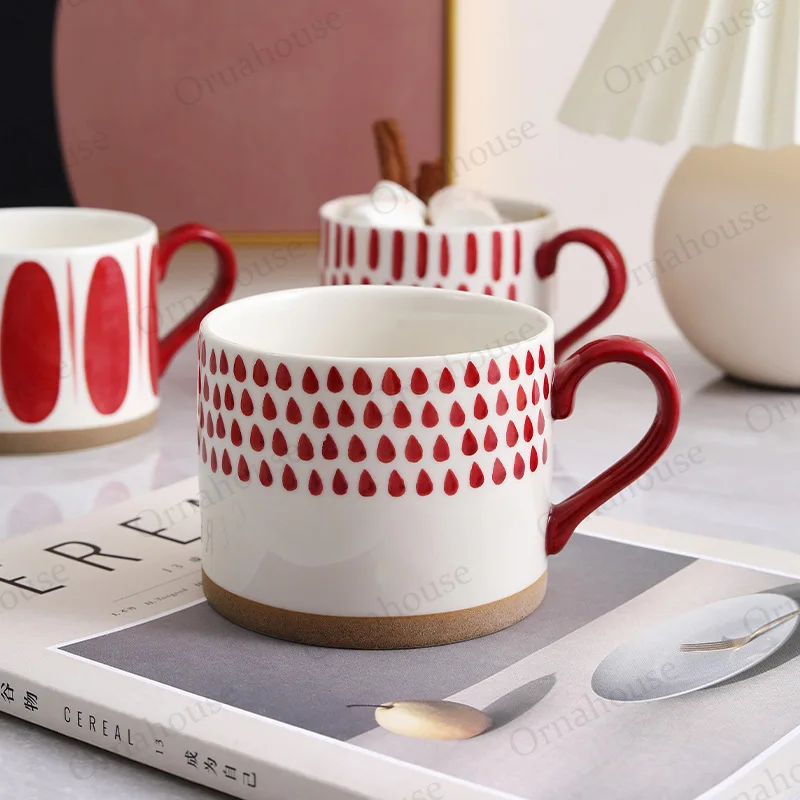 Minimalist Nordic Mug Ins Multi Pattern Ceramic Cup with Handle, Personalized Hand-painted Creative Cup,