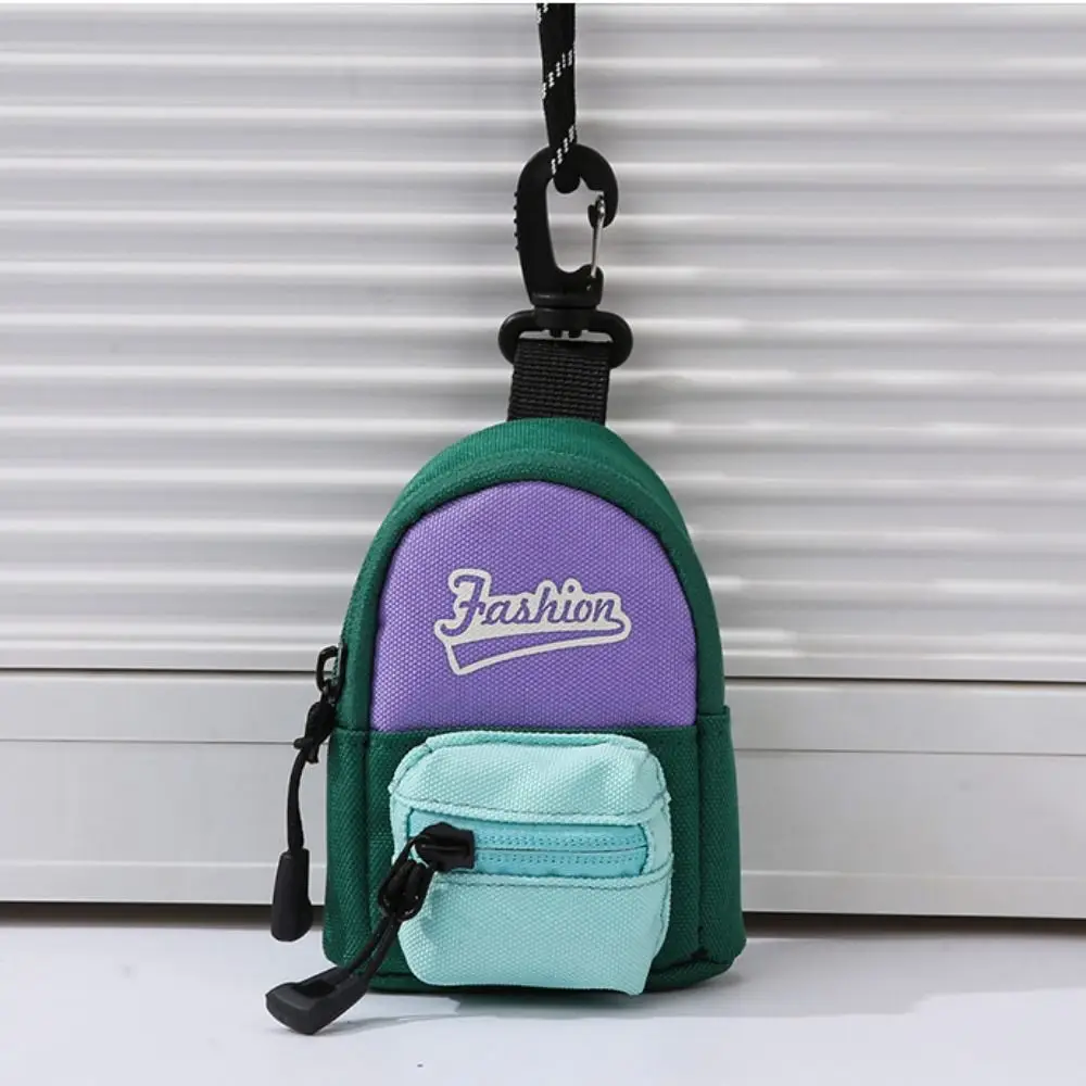 Cute Polyester Hanging Coin Purse Contrasting Color Small Earphone Storage Bag Anti-theft Key Bag
