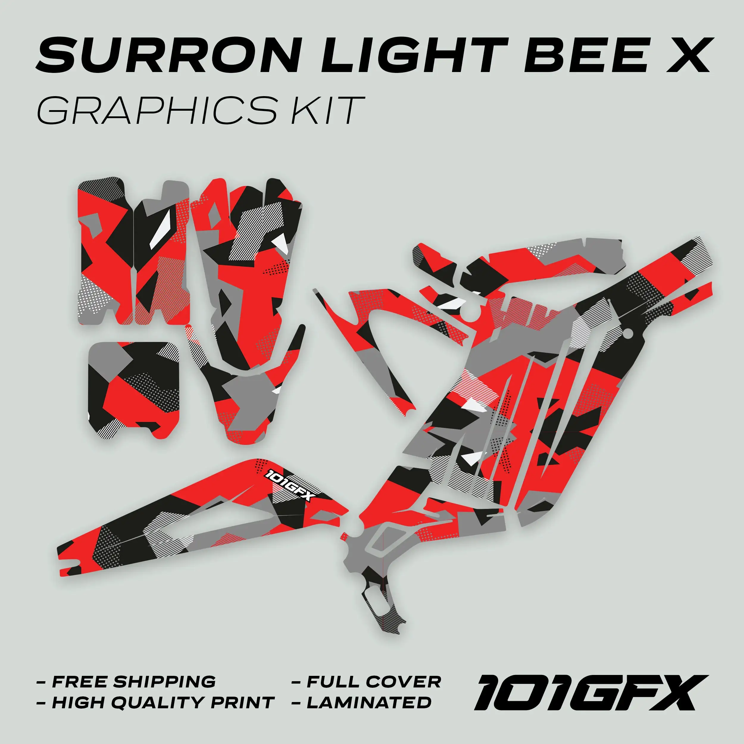 Graphics Kit GEOTECH RED Decals Stickers Laminated Thick  L1E For Surron Light Bee X