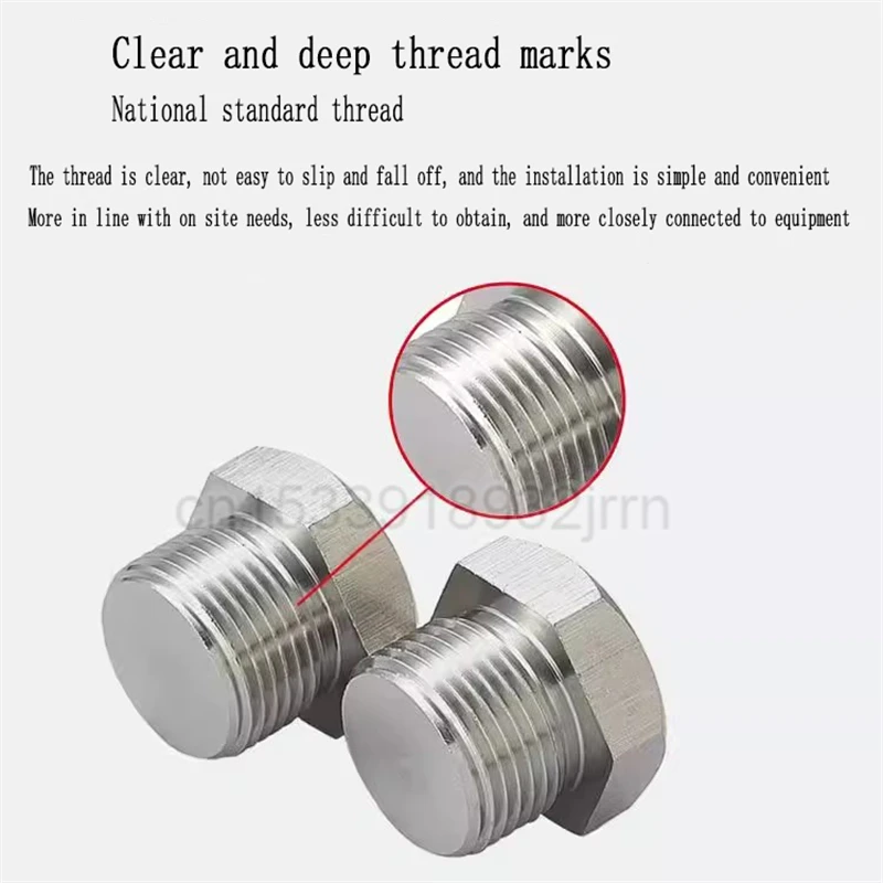 Explosion Proof Plug 6 Divide Inner Thread Plug Cap Stainless Steel Hexagonal Coarse Thread Outer Thread Sealing Waterproof Plug