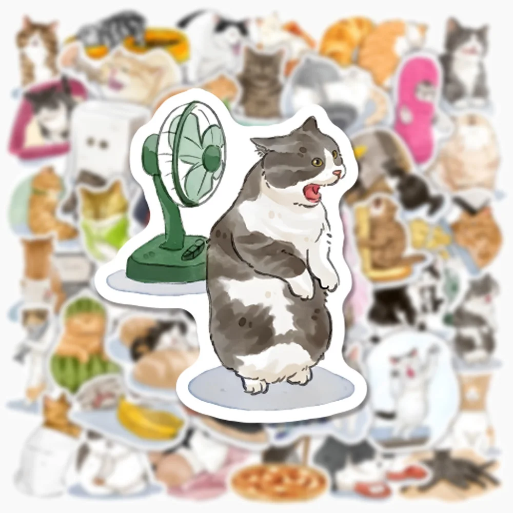 10/30/50pcs Cartoon Cat Cute Sticker Kawaii Decals Toys DIY Scrapbook Phone Laptop Luggage Suitcase Stationary Car Kids Stickers