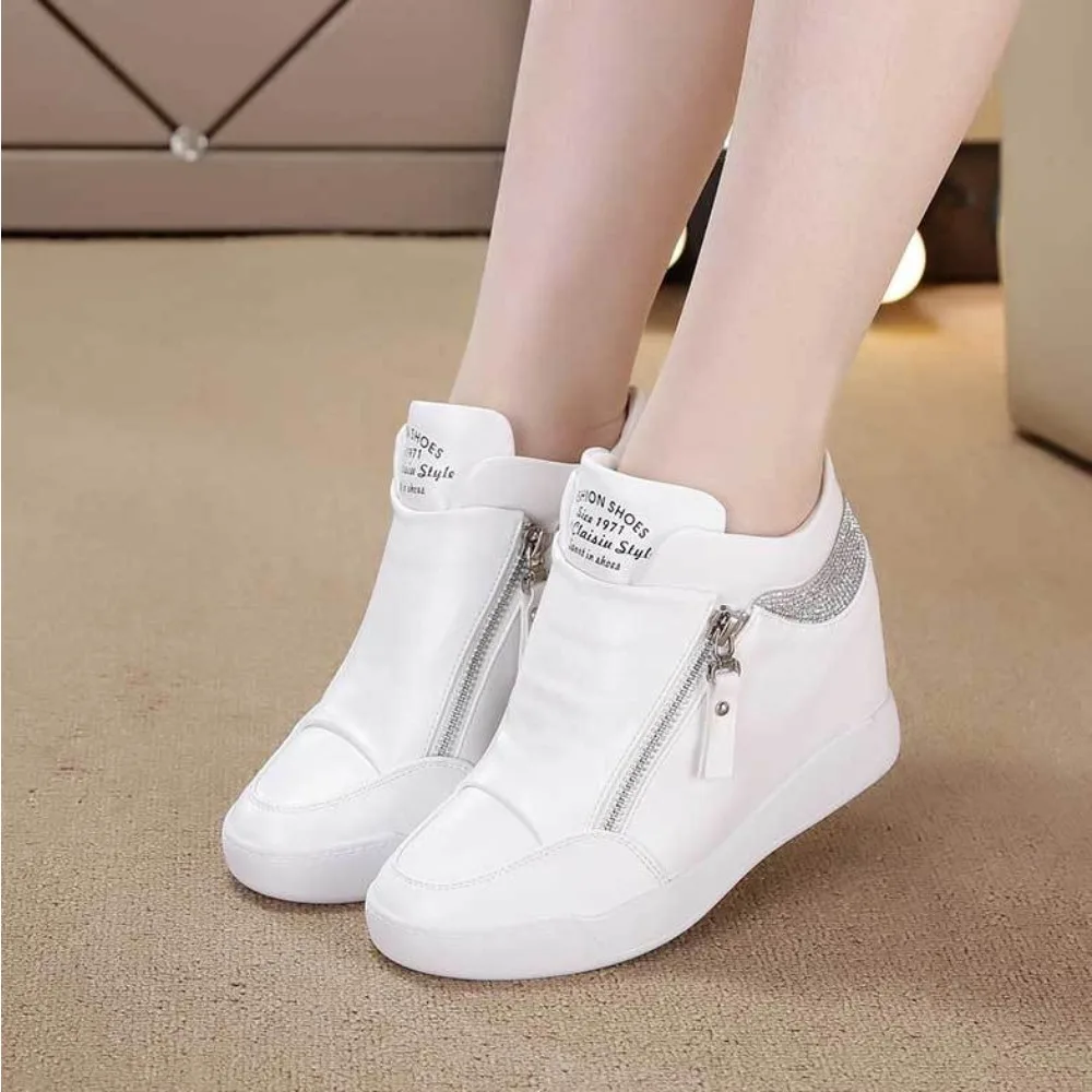 Vulcanized Shoes for Women 2026 Within Height Increasing Sneakers for Women Summer New High Top Casual Thick Soled Women's Shoes