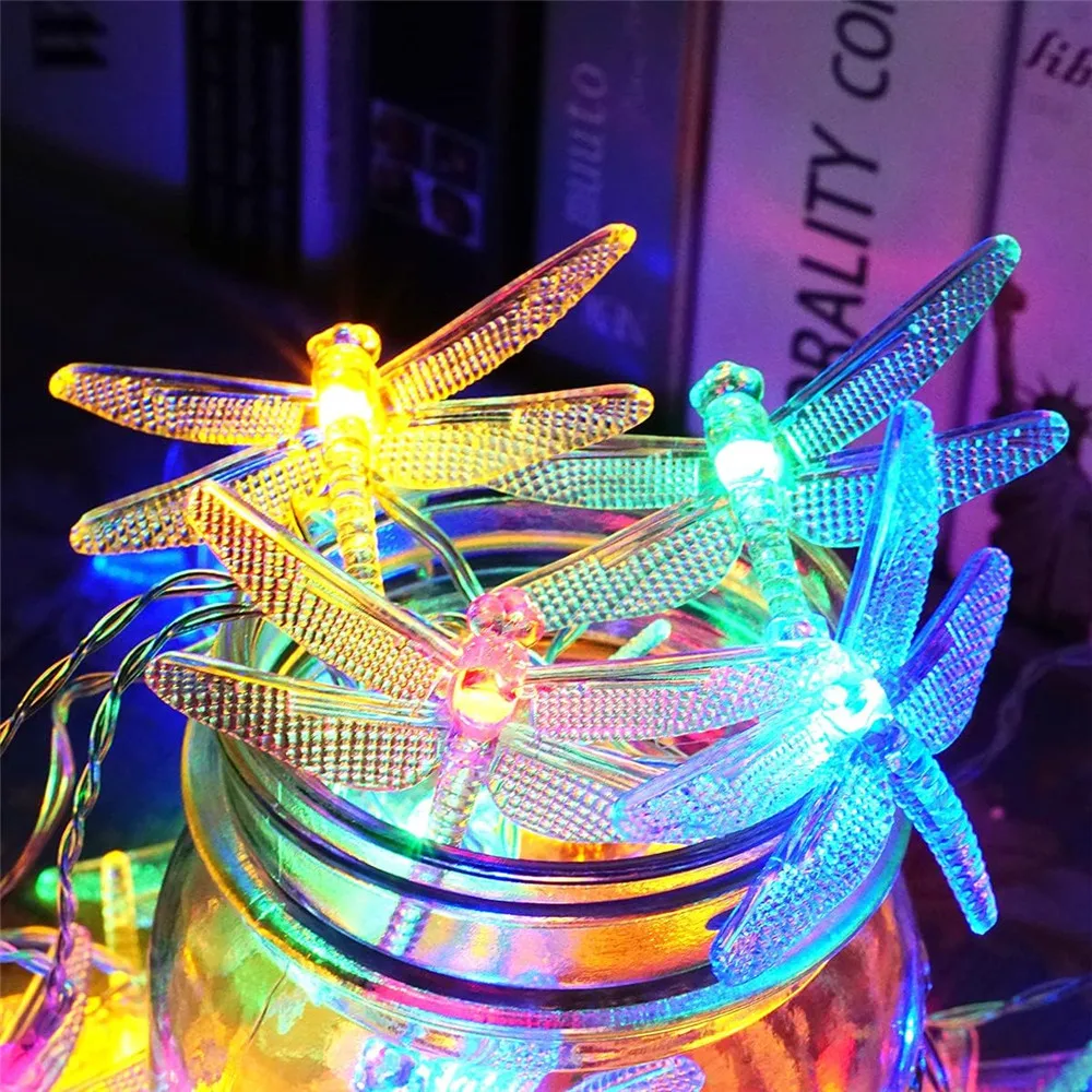 Libellen-Lichterkette, 40 LEDs, dekorativer funkelnder Lichterkette, batteriebetrieben, für Schlafzimmer, Hochzeit, Weihnachtsdekoration – Detail 11