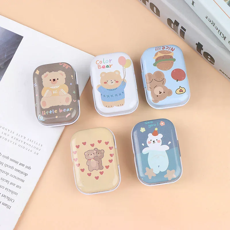 bear Tin Trinket Jewelry Coin Box Tinplate Storage Case Small RectanIe Mini