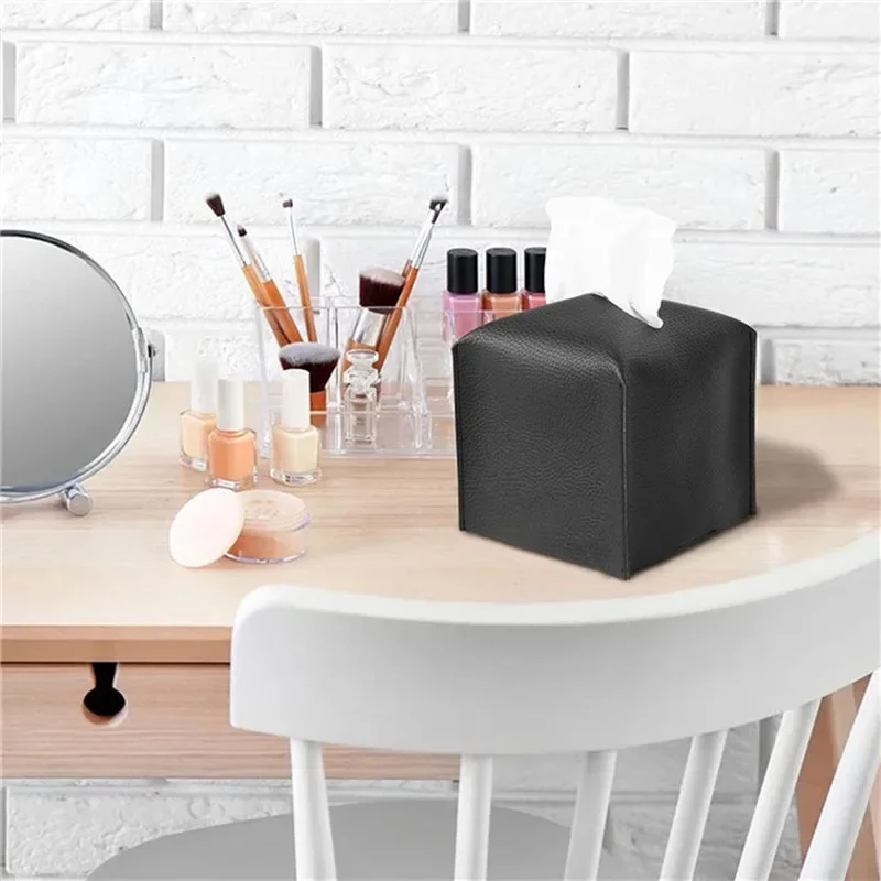 PU Leather Tissue Box Car Tissue Container Desktop Napkin Tissue Holder Case Storage Box Home Living Room Decoration