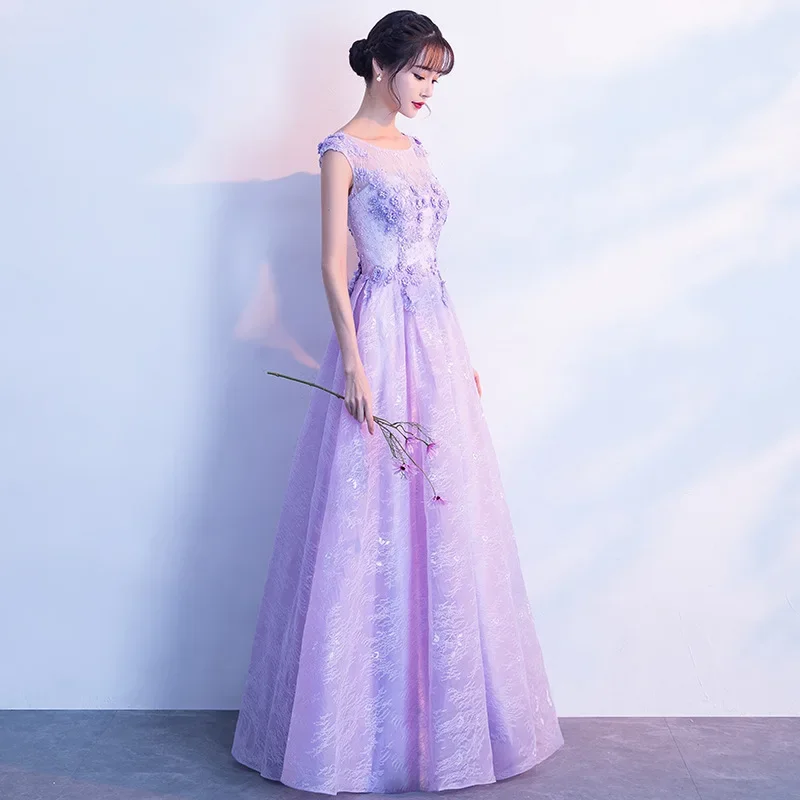 

2025 Evening Dress for Women New Purple Banquet Style Dress for Female Celebrities for Hosting Choral Performance Long Dress