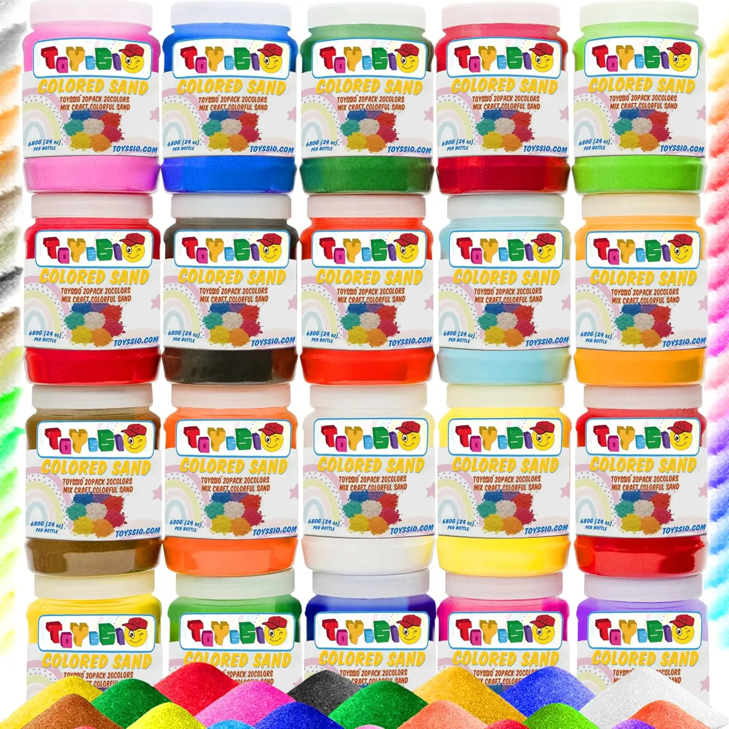 

Sand Art Sand [ 20 Colors: 30 lbs ] Craft Sand, Colored Sand for Crafts, Sand Art Bulk, Sand in Bulk, Art Sand, Sandbox, Sand fo