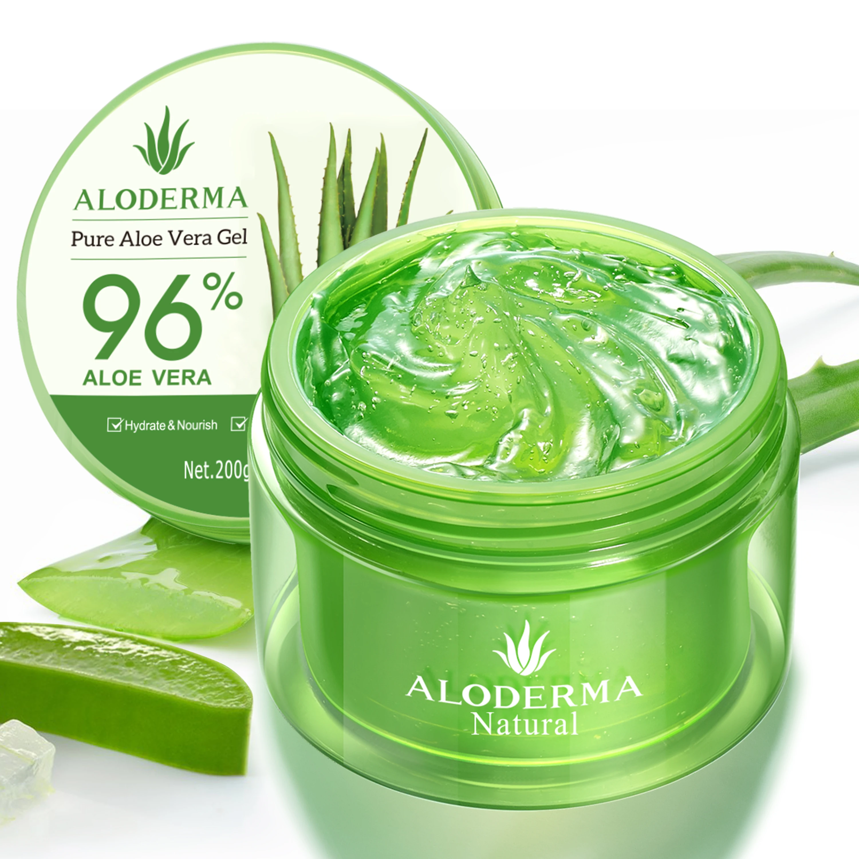 Aloderma Natural Organic Pure Aloe Vera Set per la cura della pelle 200g Gel + 240ml Toner per la pelle nutriente rassodante schiarente dopo la riparazione del sole