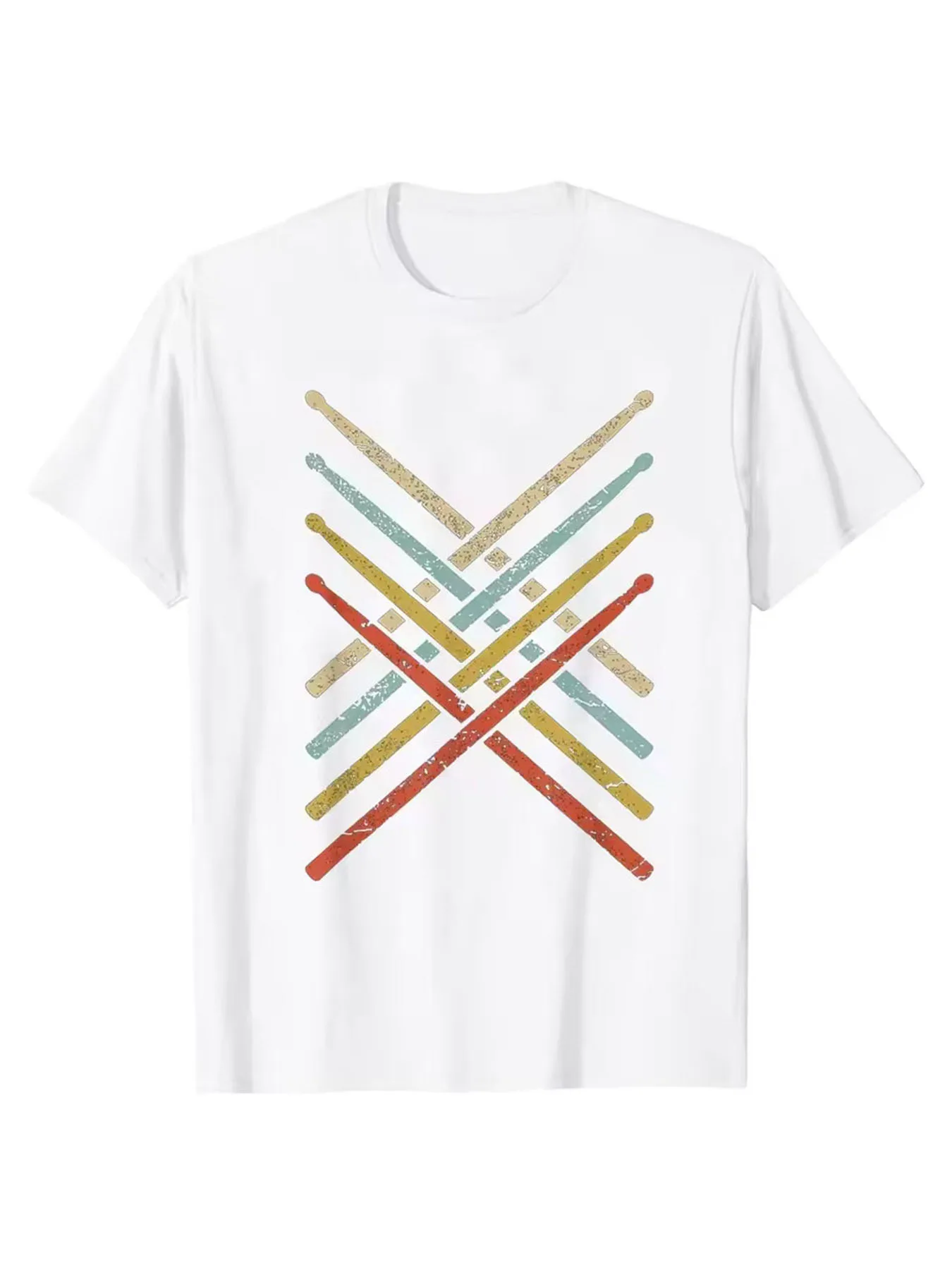 Drummer Retro Vintage Evolution Of Man Drumsticks Drumset Drum Set T Shirt Harajuku Cotton I Destroy Silence Drumming T-shirts