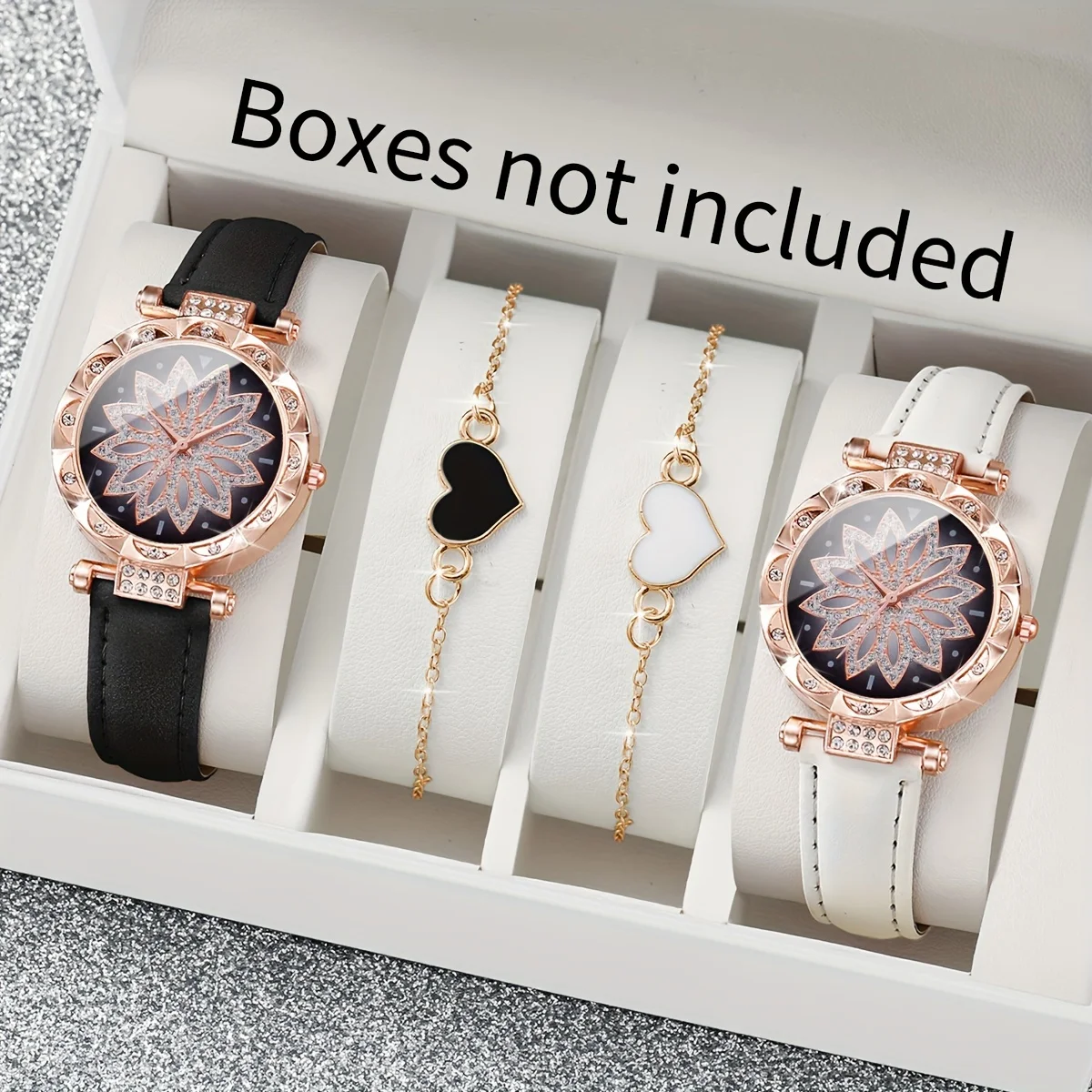 

Casual Women's Quartz Wrist Watch Set with Round Floral Dial, PU Leather Strap & Zinc Alloy Case [4 pieces per set ]