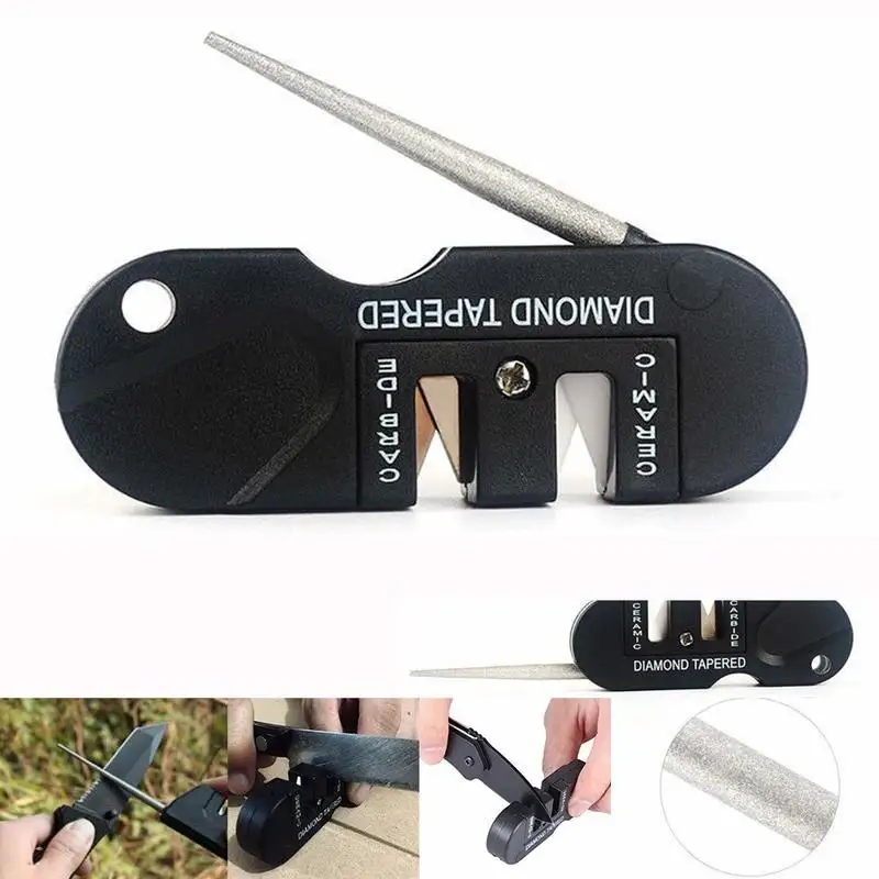 Portable Folding Sharpener Whetstone Outdoor Tungsten Ceramic Carbide Knife Multifunction Sharpener Camping Multi-Function Tool