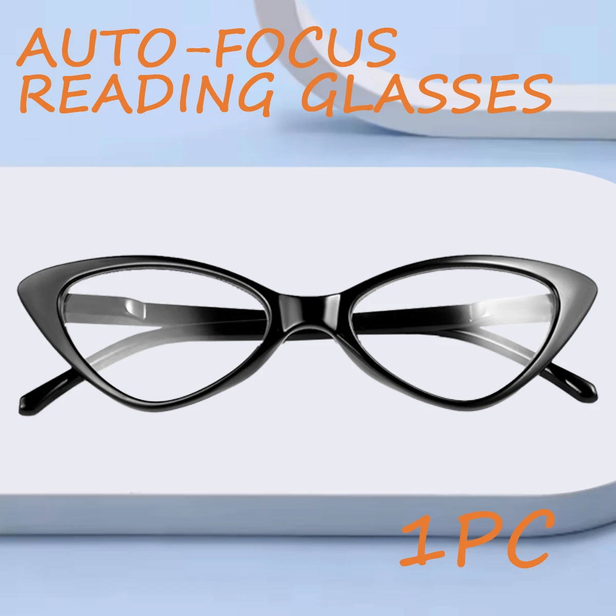 Occhiali da lettura Cat-Eye con messa a fuoco automatica da 1 pezzo con blocco della luce blu, montatura per PC a bordo intero triangolare, struttura con cerniera in metallo, unisex