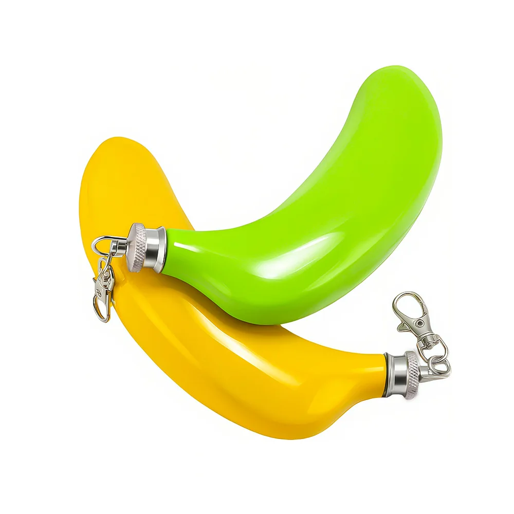 5oz 304 SS 3 colors banana Hip Flask funnel key chain Hip Flask gift package Alcohol Whiskey Hip Flask Screw Cap