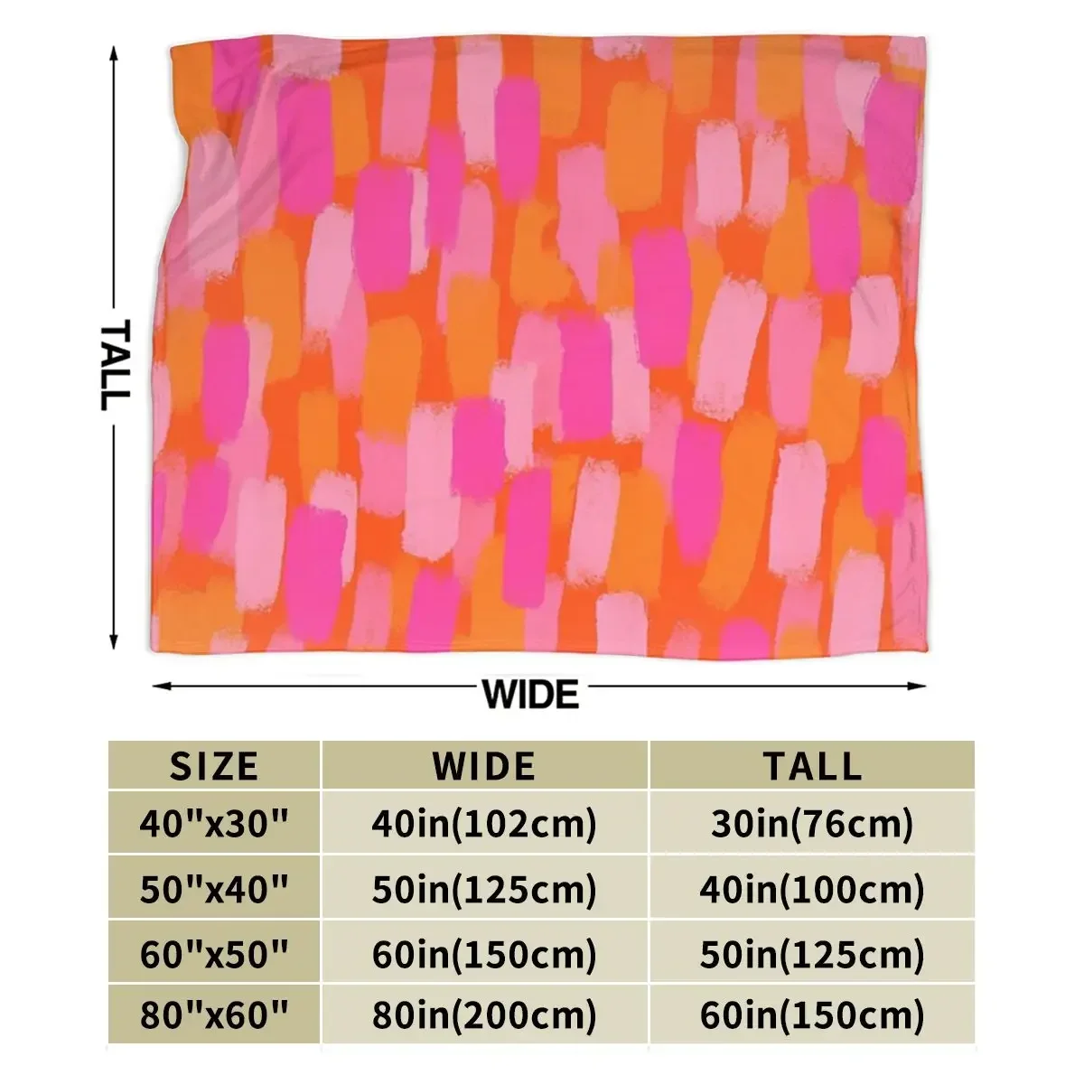 Abstract, Pink And Orange, Paint Brush Effect Blanket Soft Warm Flannel Throw Blanket Bedding for Bed Picnic Travel Home Couch