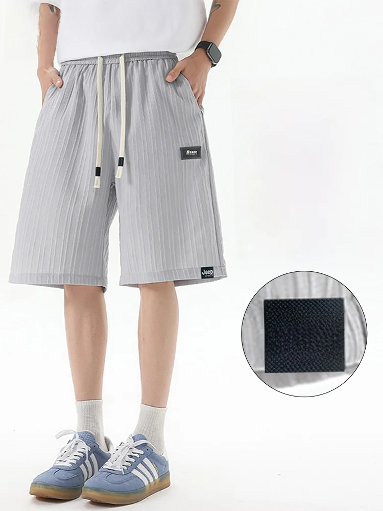 

Ice Silk Cool Feeling Casual orts Men's 2025 New Summer Outdoor Qui Dry Sports Five-Quarter Pants Loose Straight Leg