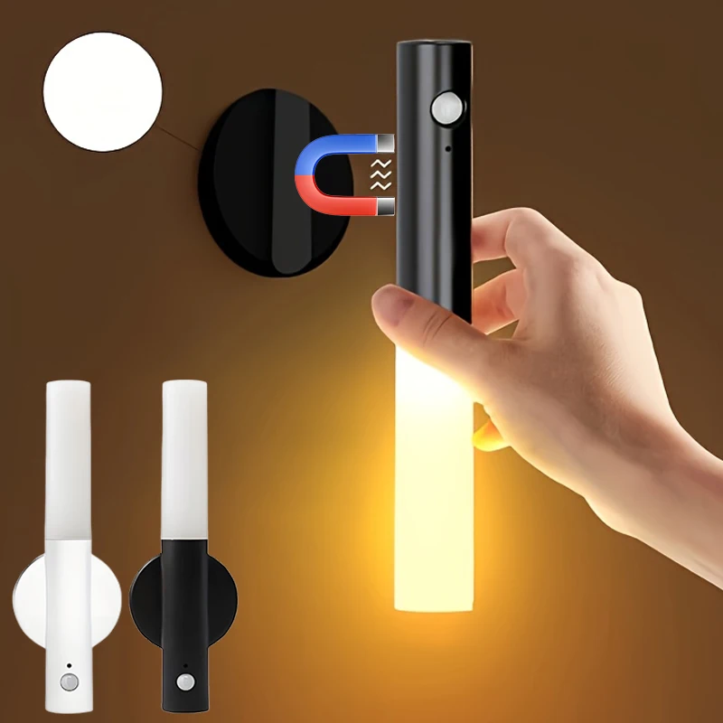 LED Magnetic Wall Lamp with Body Sensor Portable Torch for Indoor Stair Porch Room Atmosphere Decor Night Lights