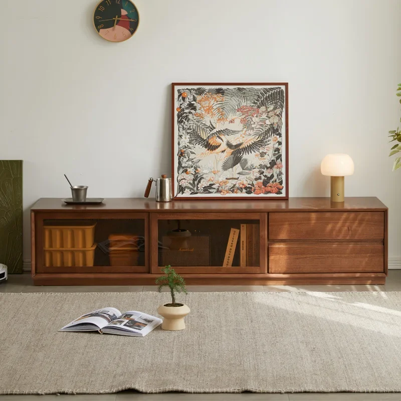 

Журнальный столик из цельного дерева, комбинированный шкаф для телевизора, светлый, роскошный, современный, простой, для гостиной, маленькой квартиры, бытовой, спальни, простой T