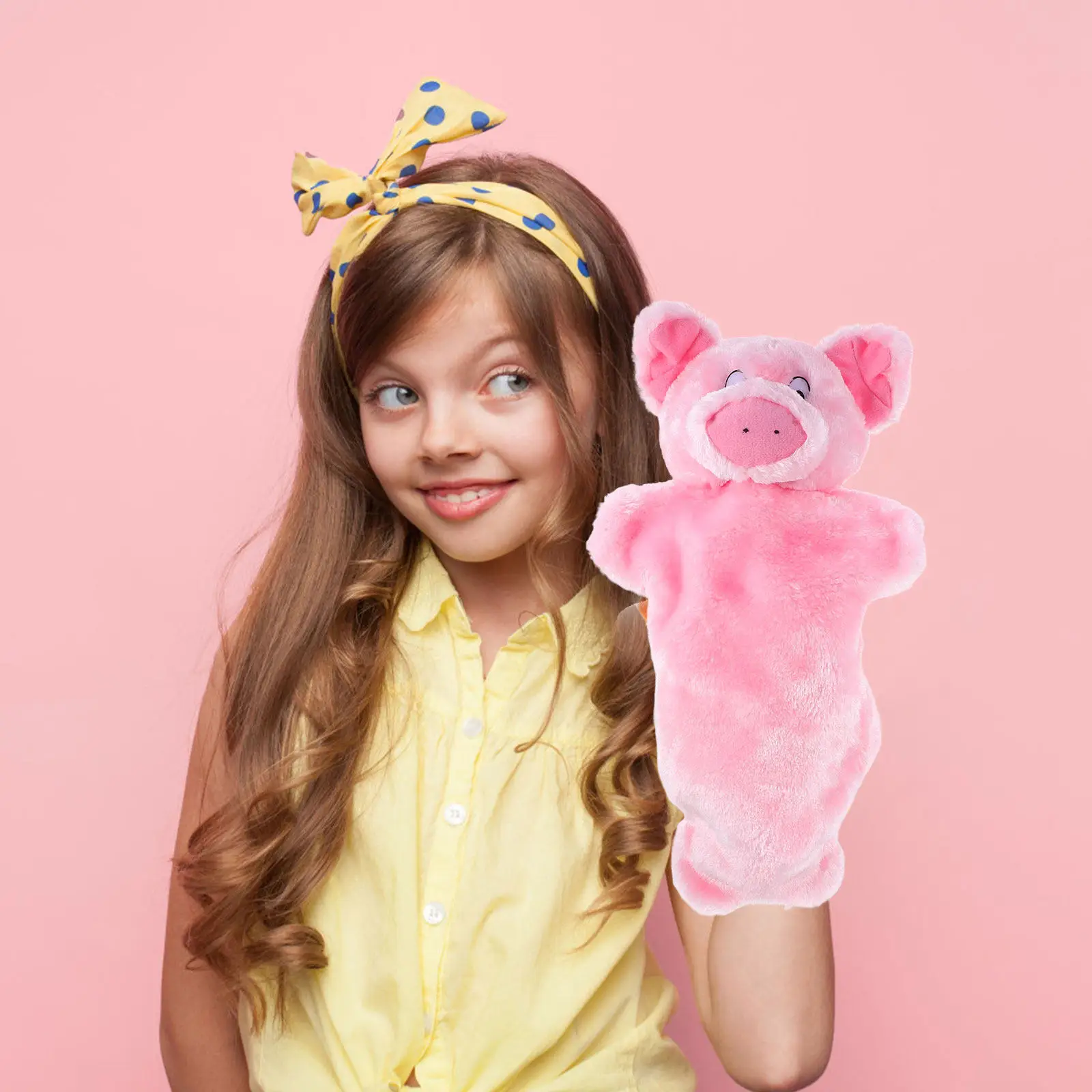 Cute Pig Shaped Hand Puppet for Kids Storytelling Interactive Creative Play Lifelike Expression Realistic Modeling Soft