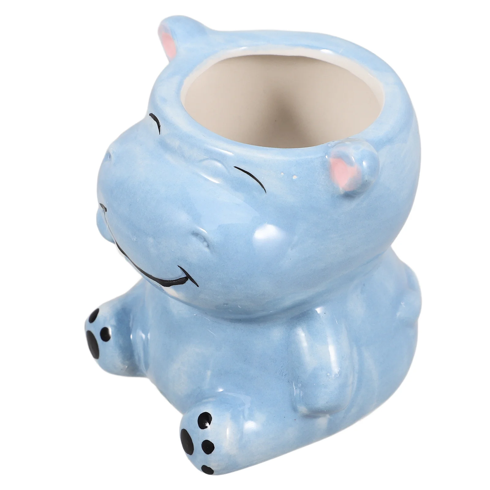 Makeup Brush Storage Box Holder Pencil Mini Hippo Succulent Pot Shaped Planter Animals Cup Ceramics Holders