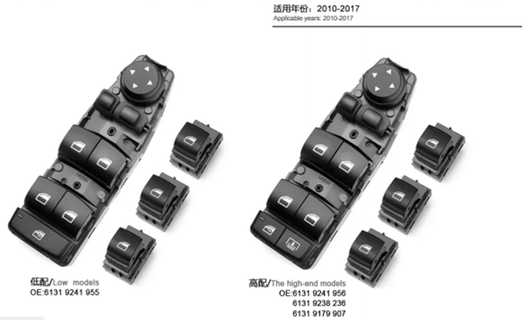 LARBLL Lifter Power Master Window Switch Driver Side for 3 Series 5 Series F06 F07 F10 F25