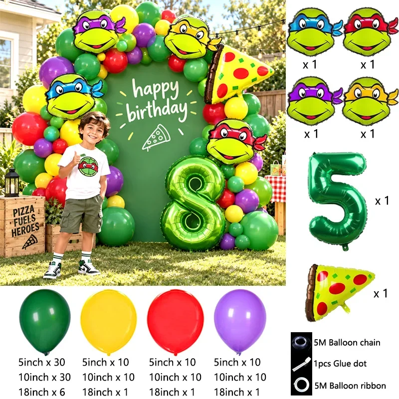 Ninja Turtles Themed Party Balloon Pack Colorful Foil Latex Globos Birthday Party Photography Props Decor Supplies For Boys view 6