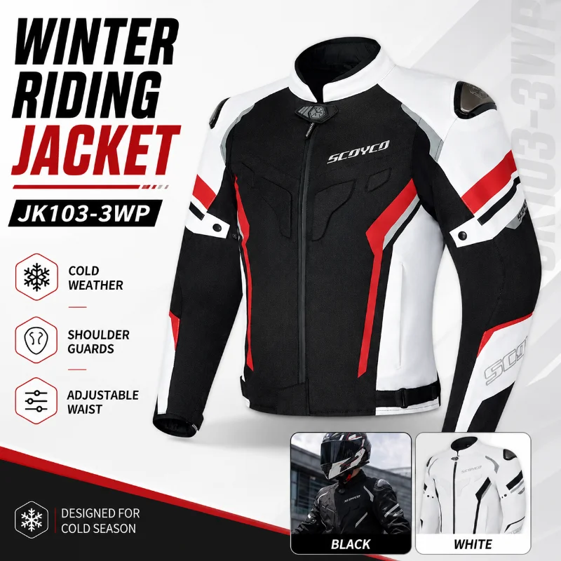 Winter Motorcycle Riding Jacket Warm Protective Biker Jacket Long Sleeve Cold Weather Moto Riding Gear JK103-3WP