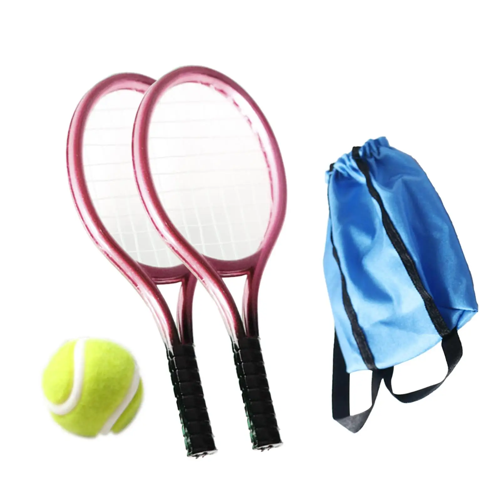 Miniature Tennis Racket and Ball Set Realistic Sports Toy for Miniature House Objects Fashion Doll Playset