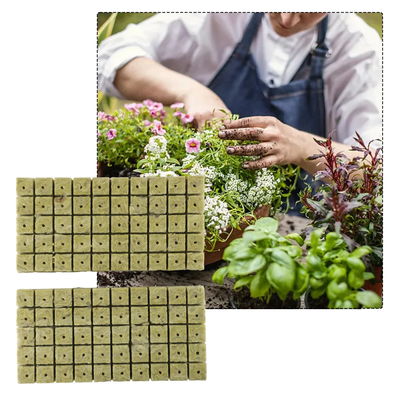 50/100pcs Plant Starter Plugs Rock Wool Grow Cubes Starters Planting Cubes For Garden Hydroponics Cuttings Plant Propagation